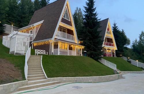 Bukovel Villa | Двоповерховий апартамент у котеджі FREEMAN-4b з альтанкою та грилем - вздовж ділянки маленька річка