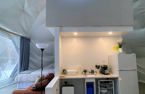 Weslemkoon RV Rental | 26 Foot Glamping Dome with Lake Access and Hot Tub on a 32 Acre Property