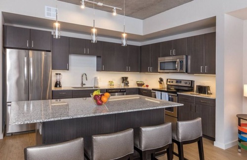 Civic District Condo | 2BD/Austin - Full Kitchen, W/D, Balcony, Fire Pit!