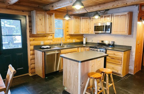 Cook Cabin | 4 bedroom 3 bath Log Cabin with Sand Beach, water toys, sauna, yoga, game room