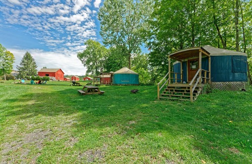 South Hartford RV Rental | Andelyn Farm Honey Bee Yurt. A Unique Glamping Experience in Up-State New York