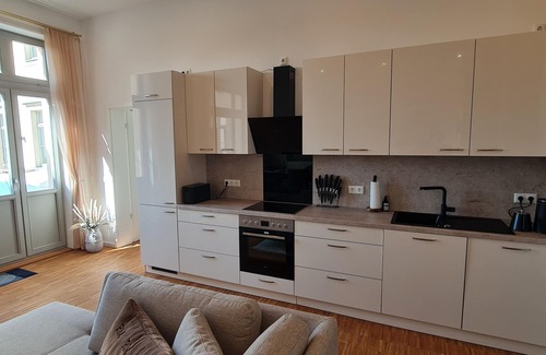 Blasewitz Apartment | APARTMENT.BLAUESWUNDER.DRESDEN-TERRACE-LIVING-KITCHEN-TWO-BEDROOMS