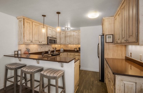 Aspen Condo | Aspen Mountain. Updated Decor & Amazing Views. Gas FP, Garage Parking, Patio, W/D. Outdoor Hot Tub