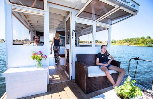 Ophoven Boat Rental | Attractive houseboat in Kinrooi with terrace