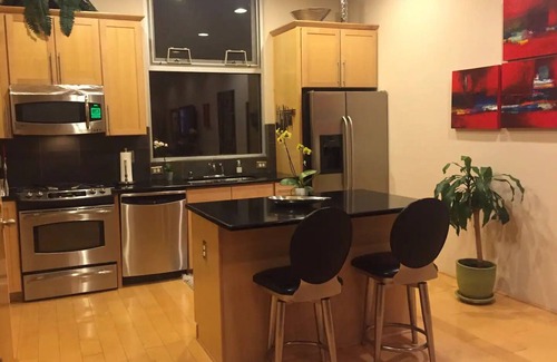 Raynolds Addition Apartment | Balloon Fiesta 3-Story Loft downtown w/gated security & jacuzzi bathtub.