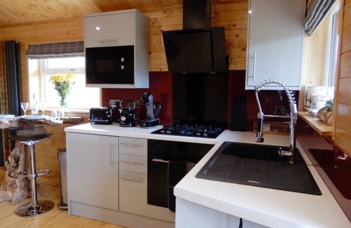 Welsh Frankton Cabin | Balmoral Studio Lodge 2 Birth Log Cabin With Lake Views & Private Hot Tub