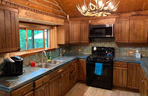 Branch Cabin | Beautiful Log Cabin 11ac. 4 br. 2.5 ba. on snowmobile trails in Manistee forest.