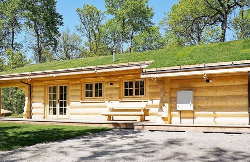 Vaxtorp Cabin | Beautiful luxury log cabin. Two private terrasses. Open fireplace. Pet friendly