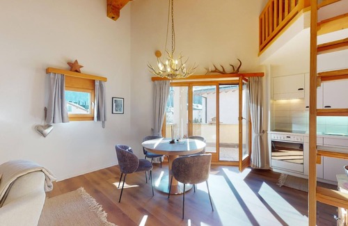 Sils-Maria Apartment | Beautiful, stylishly furnished 2-room flat on the 2nd floor with gallery, 60 m2,