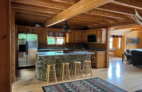 La Follette House | Breathtaking views from private custom log house with easy walk to private dock.