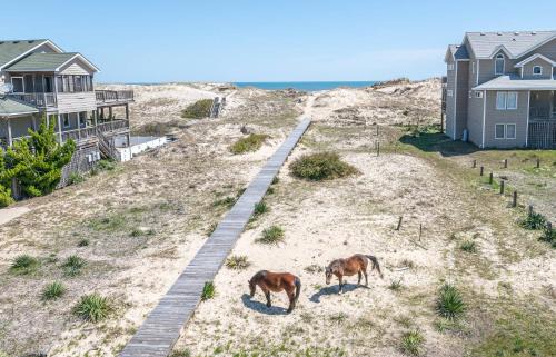Carova Beach House | C9083 Cavallo Dunes - Oceanfront, 3 Bedrooms, Hot Tub, Pets OK, 4x4 Area