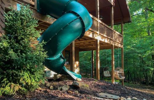 Morganton House | Cabin Getaway Near Atlanta Slide Deck Hot Tub