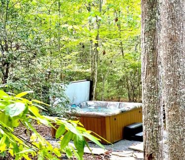 Morganton House | Cabin Getaway Near Atlanta Slide Deck Hot Tub