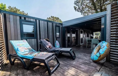 Brem Sur Mer House | Camping L'Océan * - Mobile Home Quattro Premium 5 Rooms 8 People Jacuzzi + Air Conditioning + TV