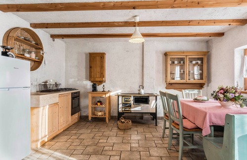 Sant'Orsola Terme House | Chalet 'Baita Al Rossat' with Mountain View, Whirlpool, Garden & Wi-Fi