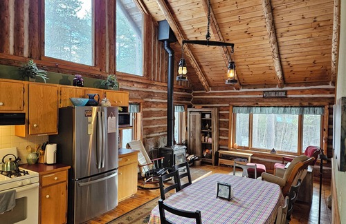 Wauksaukee Cabin | Charming 4+ bedroom log cabin among beautiful tall pines on a small trout stream