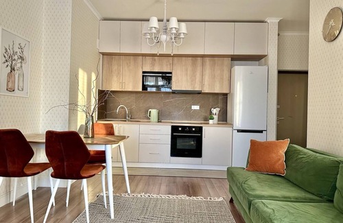 Almaty Apartment | Chic 1-bedroom apartment with Mountain view, WiFi and AC