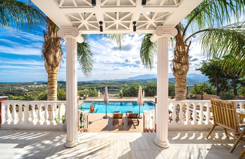 Polemarchi Villa | Classic Style Super Lux Villa with pool, jacuzzi. Stunning sea & mountain views