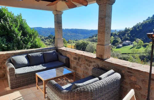Chassiers House | Comfortable 4* South-Ardèche house, airco sleeping rooms, pool, panoramic view