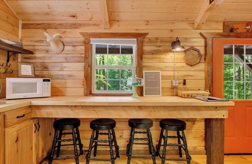 Middle Grove Cabin | Cozy pond-view, vintage charm, nature trails, canoe, firepit, & pet-friendly fun—12 mi from Saratoga