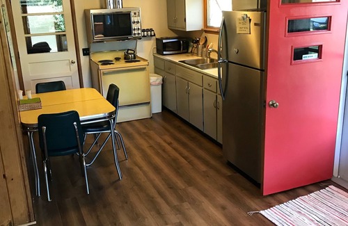 Silver Lake Cottage | CUTE RETRO cabin, RELAX here, AC, Lake view, big yard, assoc. dock, pet friendly