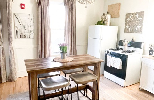 Delafield Apartment | Delafield Gem King Bed, River Views & Downtown at Your Door