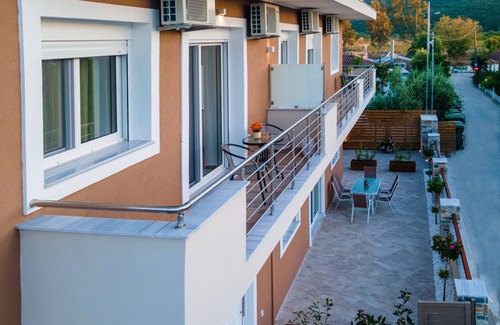 Ammoudia Apartment | Deluxe two bedroom family apartment with kitchen and balcony