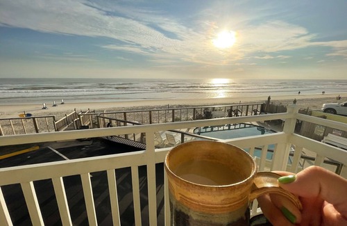 Ormond Beach Apartment | DIRECT Oceanfront Clean Comfy Studio Can’t get closer to the beach or pool!