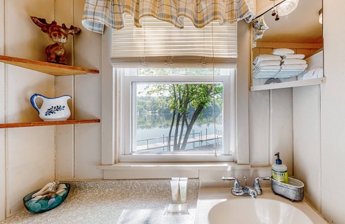 Litchfield Cottage | Dog-friendly pond-front cottage with deck, grill, firepit, water view, fast WiFi