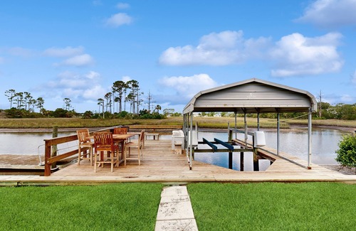 Isle of Palms House | Dog-friendly waterfront home with private dock, boat lift, pool and spa
