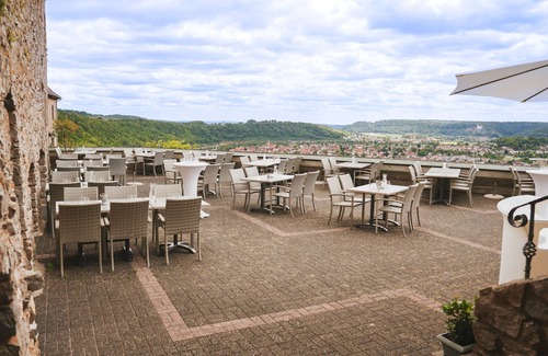 Neckarzimmern House | Double room main building with balcony and forest view - Hotel-Restaurant Burg Hornberg