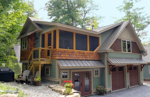 Pilot Knob House | East side Lake George carriage house for rent. Adirondack detailing.