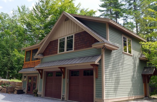 Pilot Knob House | East side Lake George carriage house for rent. Adirondack detailing.