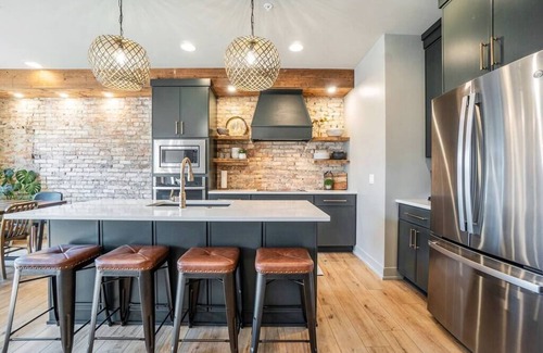 Holland Condo | Evelyn 201: Modern 2-Story Condo with Private Terraces in Downtown Holland