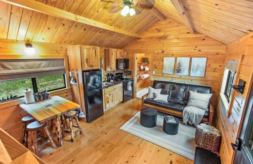 Shippenville Cabin | Evergreen Escape w/Hot Tub & Views + Fire Pit