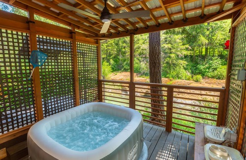 Glide Cabin | Every Season Couples Retreat! River Front Cabin with Hot tub and outdoor Shower