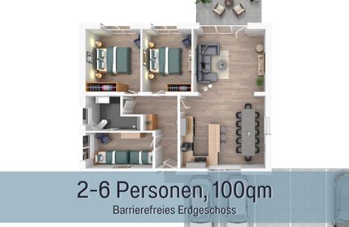 Hockelheim Apartment | FeWo Savanna Lodge Northeim - barrierefrei und großzügig - 100qm - 3 Schlafzimmer - bis 6 Gäste - Babies reisen gratis - Terrasse, Garten & Grill - vollausgestattete Küche mit Spühlmaschine - Klimaanlage, Fußbodenheizung & Raffstores - nahe Göttingen