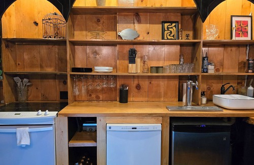 Gardiner Apartment | Gorgeous, Lg 1-BR suite downtown Gardiner w/AC, Wifi, projector, PETS welcome.