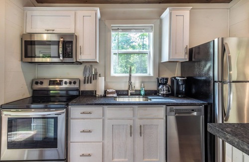 Robbinsville Cottage | High Hollow Cottage: Modern Tiny Home with Hot Tub and Fire Pit