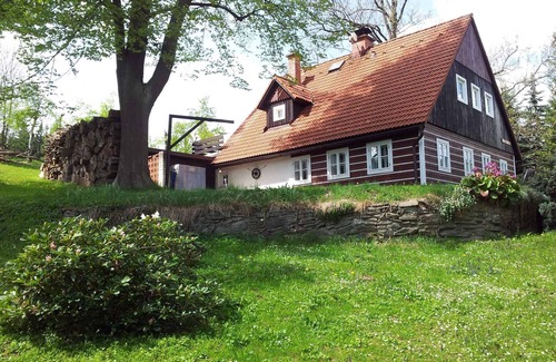 Vichova nad Jizerou House | Holiday home with fireplace and terrace