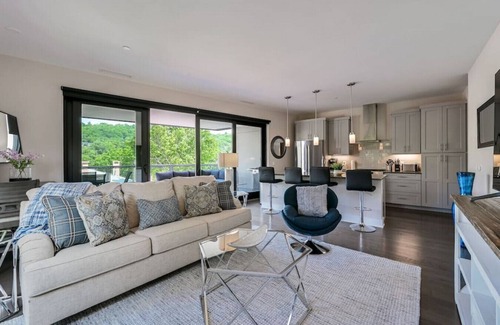 Downtown Asheville Condo | Huge Outdoor Living Room with Fire Pit