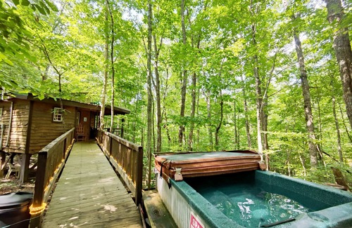 Monteagle Cabin | Hummingbird Treehouse Getaway w/Hot Tub & Firepit