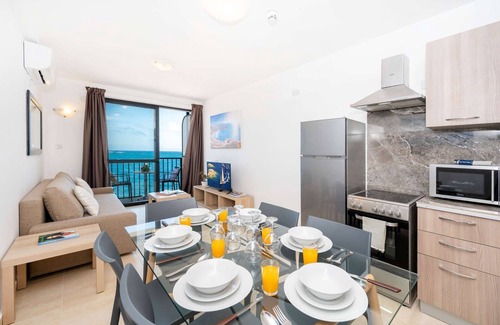 Qawra Apartment | Islet Promenade Seafront Family Apartment with 2 balconies