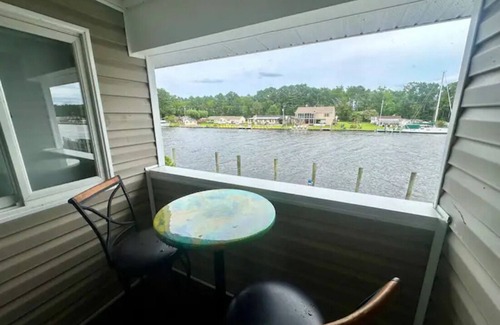 Coinjock Apartment | Knot Two- Balcony View of ICW- Dog Friendly