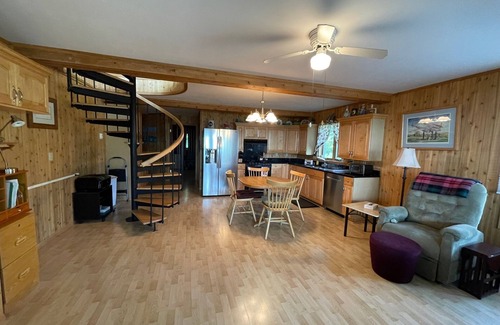 Lake Nebagamon House | Lake Nebagamon lake front home with private dock, short walk from Dairy Queen.
