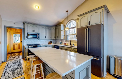 Conover House | Lakefront getaway with private hot tub, dock, fireplace, washer/dryer, & AC