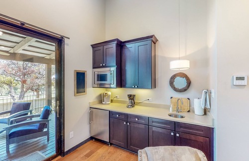 Spicewood Cabin | Lakeside cabin with outdoor kitchen/living, soaking tub, outdoor shower