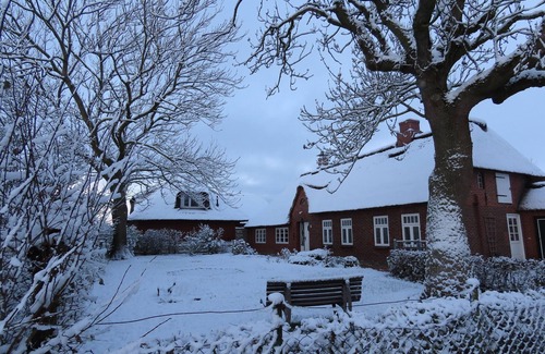 Fedderswarf Apartment | Large courtyard with lawn, garden shed and terrace, WLAN