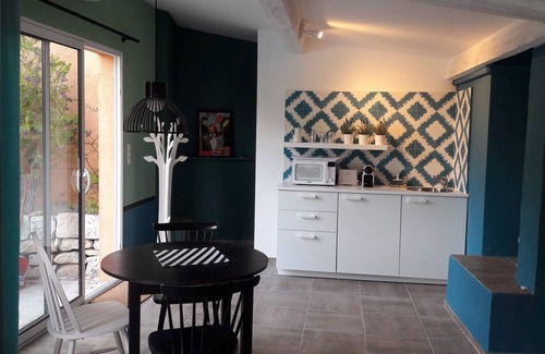 Le Brulat Apartment | large studio with terrace facing pool, spa in the garden