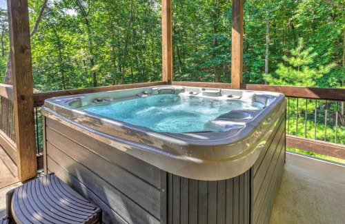 Aska House | Little Creek Cabin - Game Room with Media Space, Outdoor TV Lounge, Hot Tub + Firepit